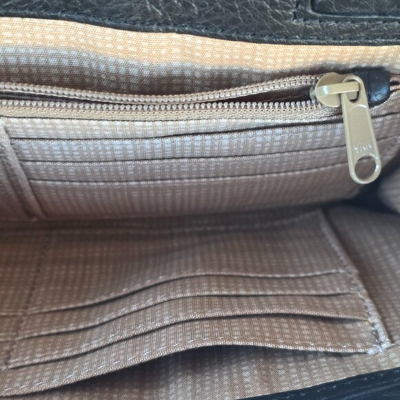 Brighton Twister Black Dual Zip Microfiber Purse Wallet Organizer Crossbody Bag - Picture 9 of 16